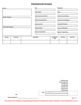 Commercial Invoice Form