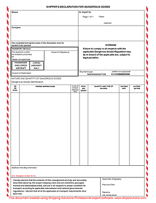 Dangerous Goods IATA with Columns