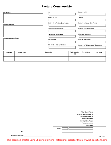 commercial invoice french commercial invoice for export