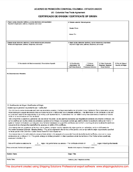 Colombia Free Trade Agreement Form
