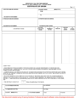 Chile Free Trade Agreement Form