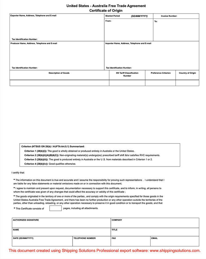 Certificate of Origin Download - Free