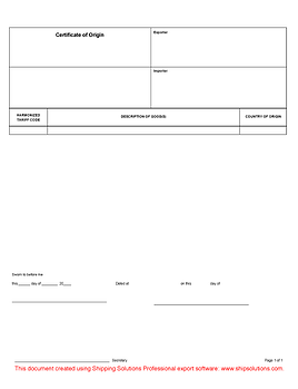 Certificate Of Origin Download Free