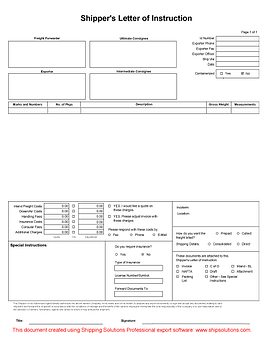 Download Shipper S Letter Of Instruction Forms