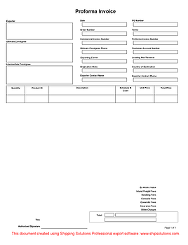 Download Export Invoice Forms