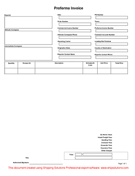Proforma Invoice Form