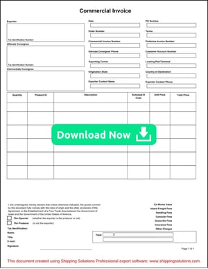 Commercial Invoice Download Now