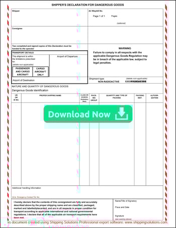 IATA Dangerous Goods Form