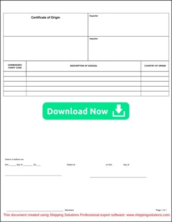 Generic Certificate of Origin