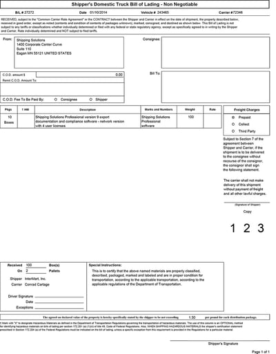 Bills of Lading & Shipping Papers