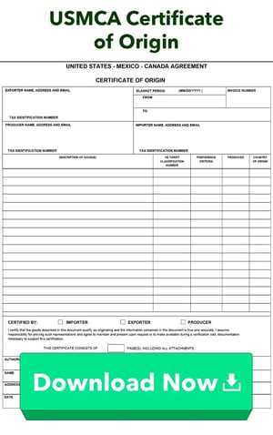 USMCA Certificate of Origin