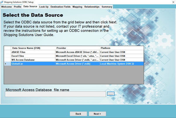 Select the Data Source | Shipping Solutions
