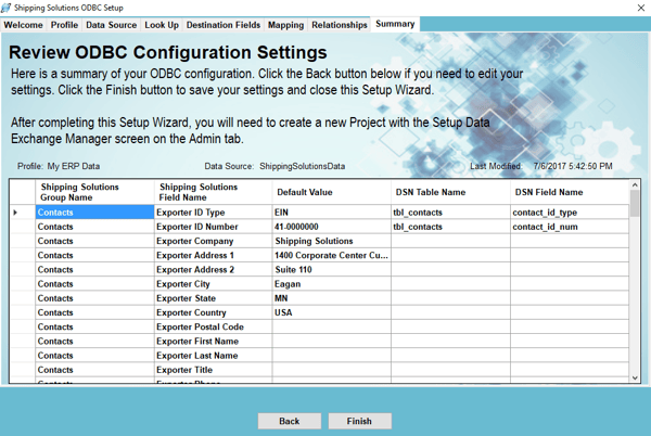 Review ODBC Configuration Settings | Shipping Solutions