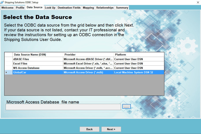 The Data Source Tab in the Data Exchange Manager | Shipping Solutions