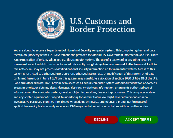Accept CBP’s terms