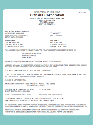 A Sample Letter of Credit | Shipping Solutions