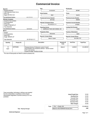 Commercial Invoice Sample