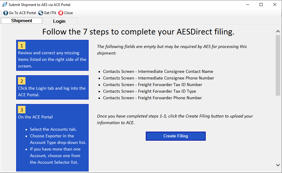 Features file through the automated export system aes 