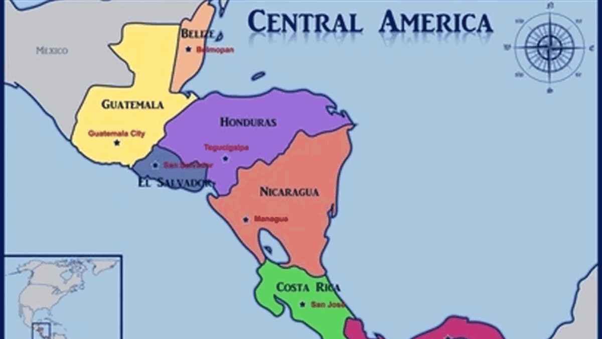 Государственный язык центральной америки. Карта центральной Америки со странами. Полит карта центральной Америки. Государства центральной Америки на карте.