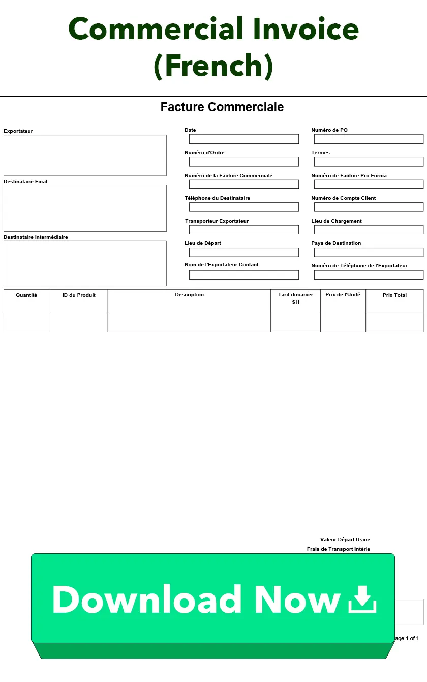 Commercial Invoice (French)