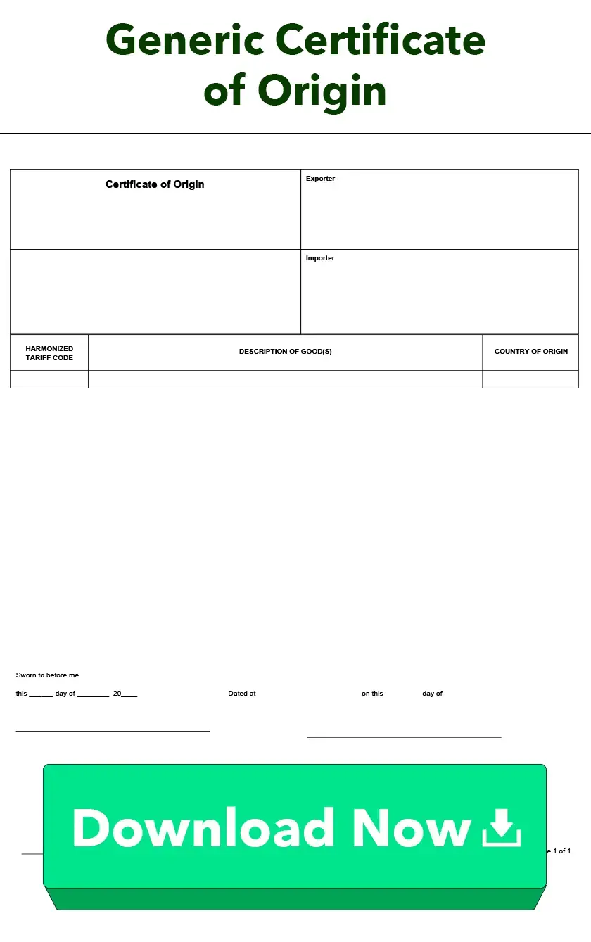 Generic Certificate of Origin
