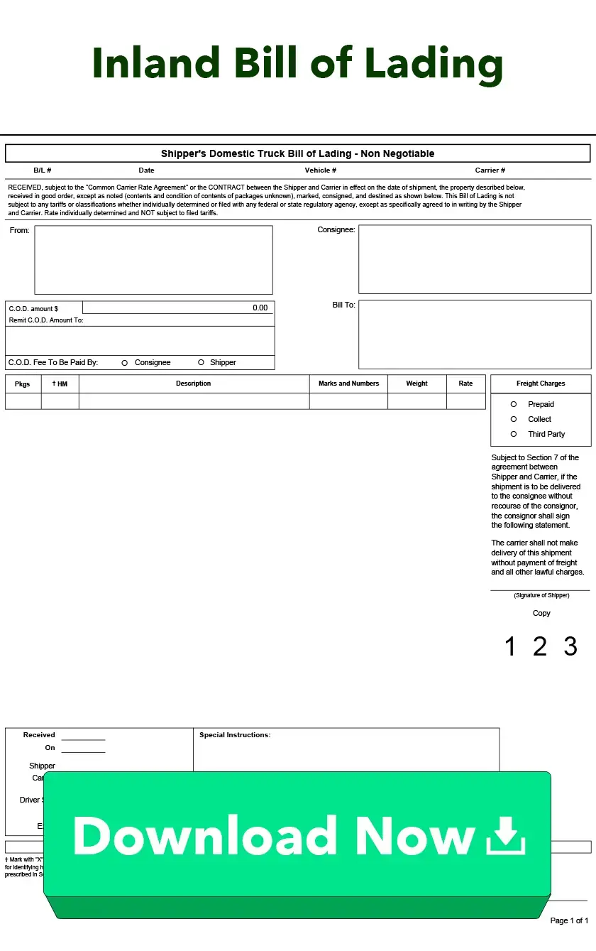 Inland Bill of Lading